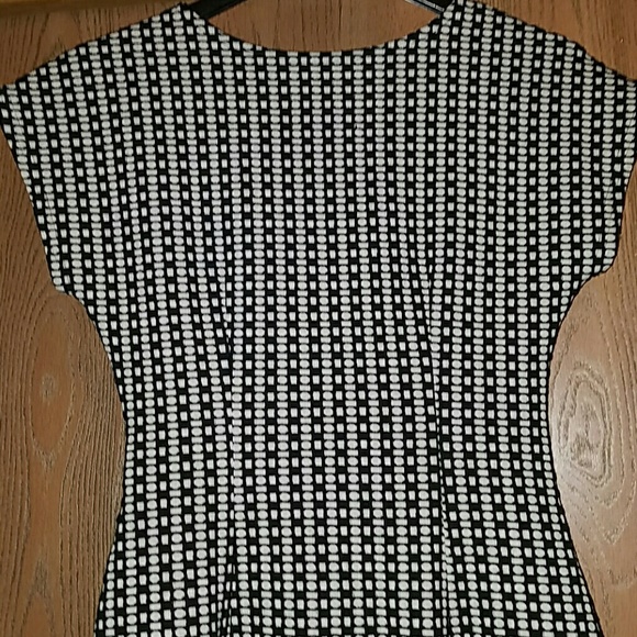 Anthroplogie black and white print faux wrap dress - Picture 6 of 8